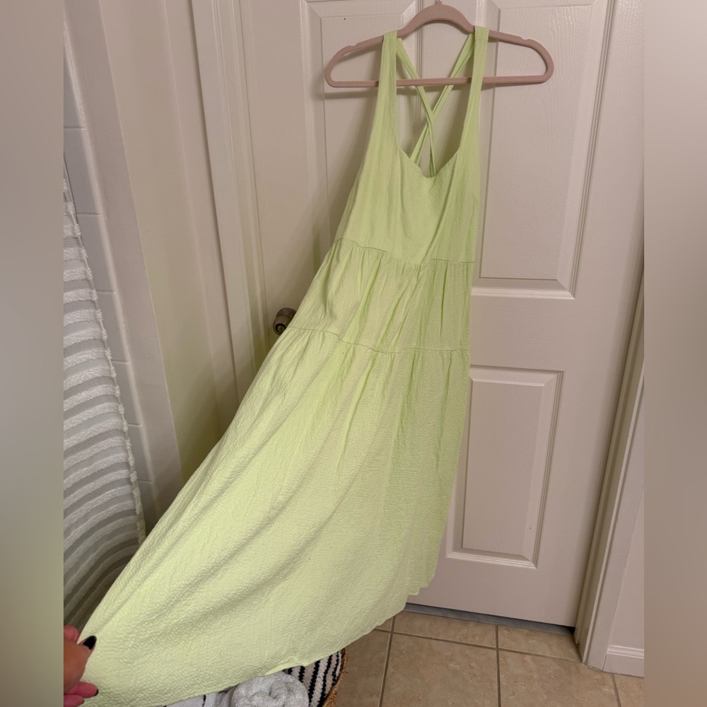 Ava & Viv Light Green Textured 3/4 Dress
